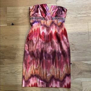 David Meister Strapless Beaded Cocktail Embellished Dress Size: 2
